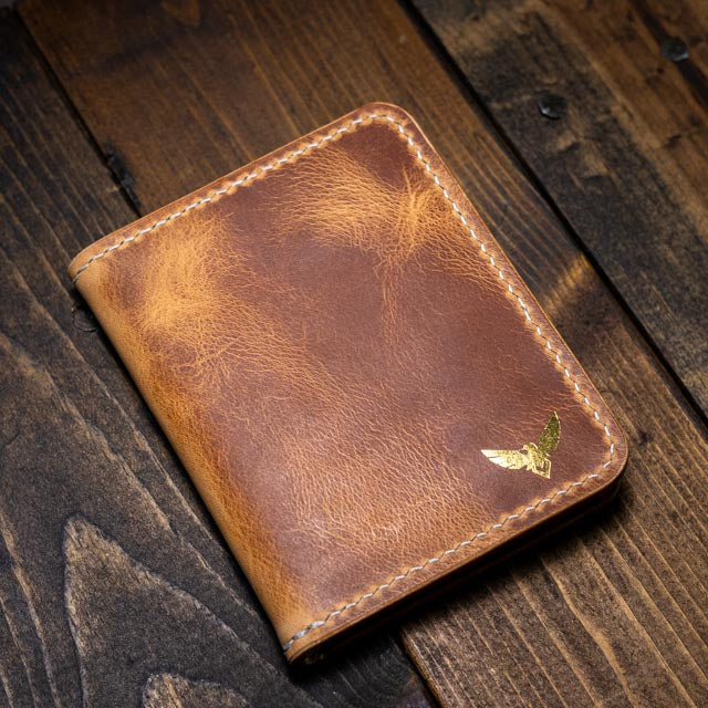 The Bran Vertical Wallet - Natural Wax Pull-Up