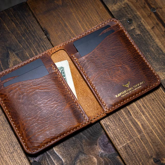 The Bran Vertical Wallet - Cognac Wax Pull-Up