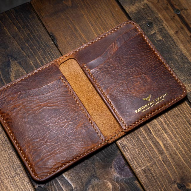 The Bran Vertical Wallet - Cognac Wax Pull-Up