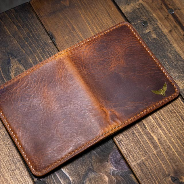 The Bran Vertical Wallet - Cognac Wax Pull-Up