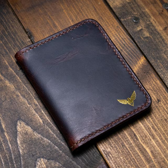 The Bran Vertical Wallet - Tobacco Wax Pull-Up