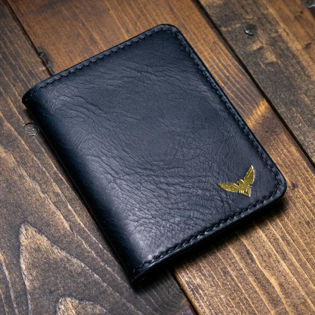 The Bran Vertical Wallet - Black Wax Pull-Up