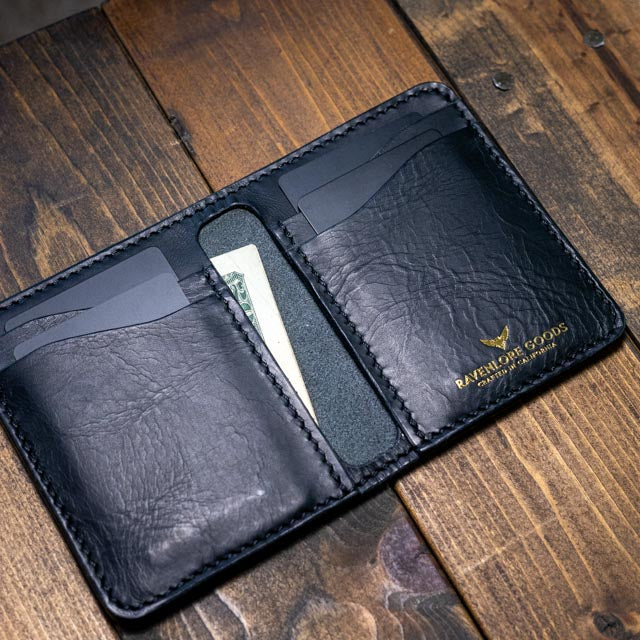 The Bran Vertical Wallet - Black Wax Pull-Up