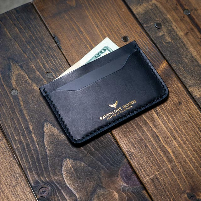 The Morrigan Card Holder - Black Wax Pull-Up