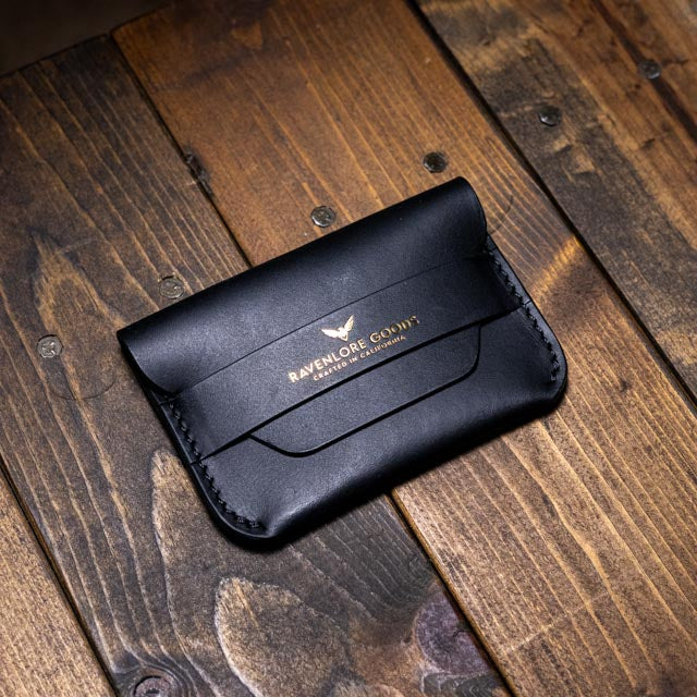 The Maeve Card Holder - Black Wax Pull-Up