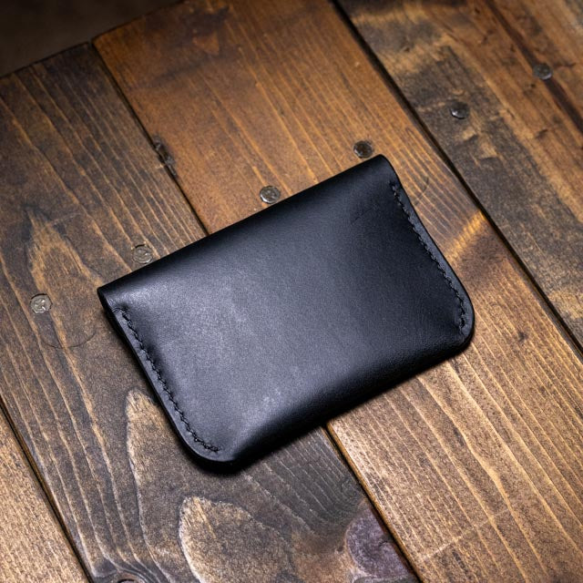 The Maeve Card Holder - Black Wax Pull-Up