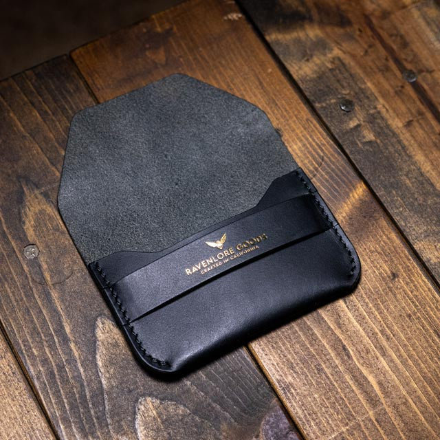 The Maeve Card Holder - Black Wax Pull-Up