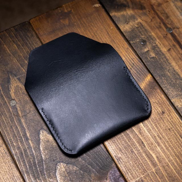 The Maeve Card Holder - Black Wax Pull-Up