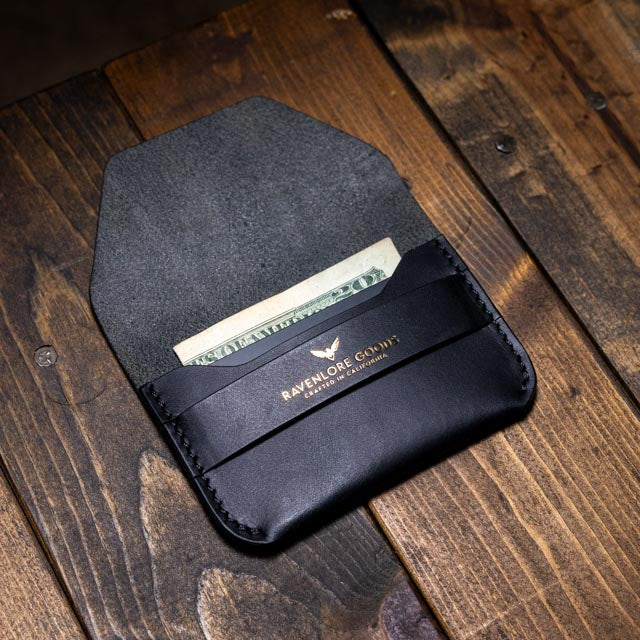 The Maeve Card Holder - Black Wax Pull-Up