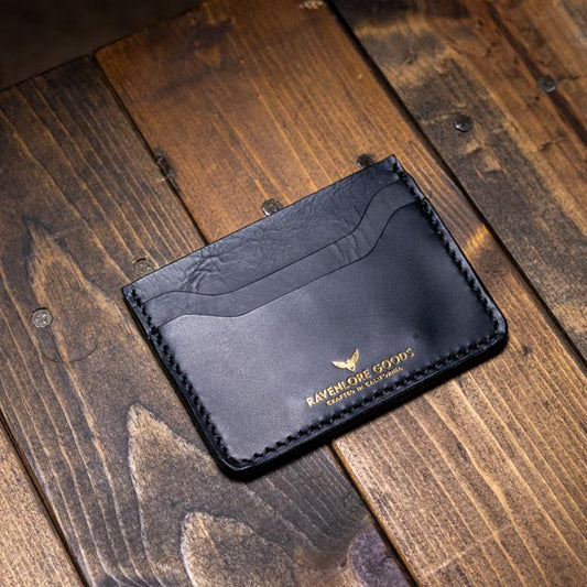 The Morrigan XL Card Holder - Black Wax Pull-Up