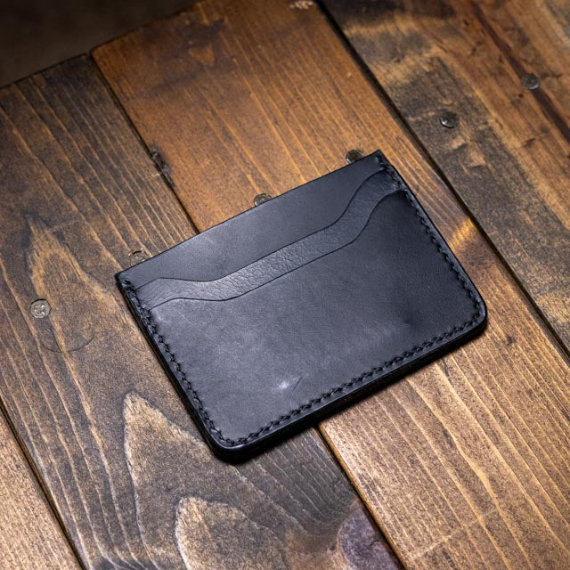 The Morrigan XL Card Holder - Black Wax Pull-Up