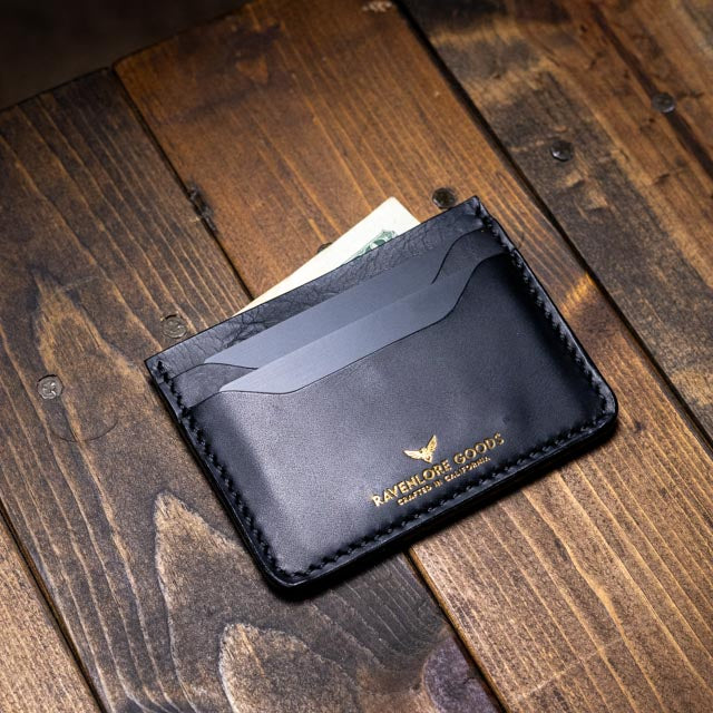 The Morrigan XL Card Holder - Black Wax Pull-Up