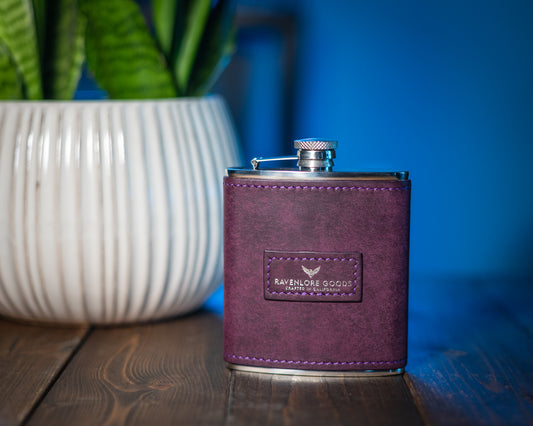 The Quaff Leather Wrapped Flask - Violet Pueblo