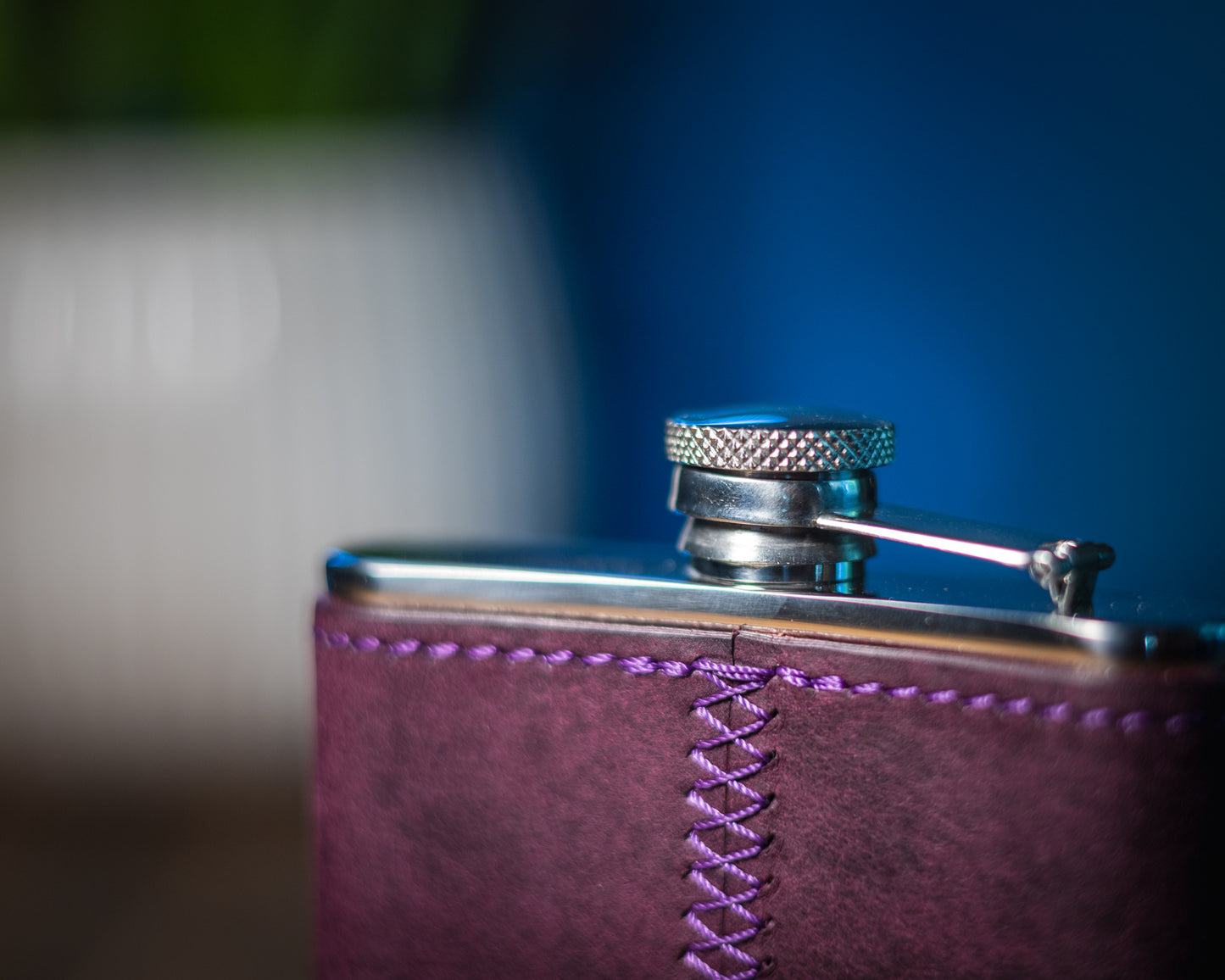 The Quaff Leather Wrapped Flask - Violet Pueblo