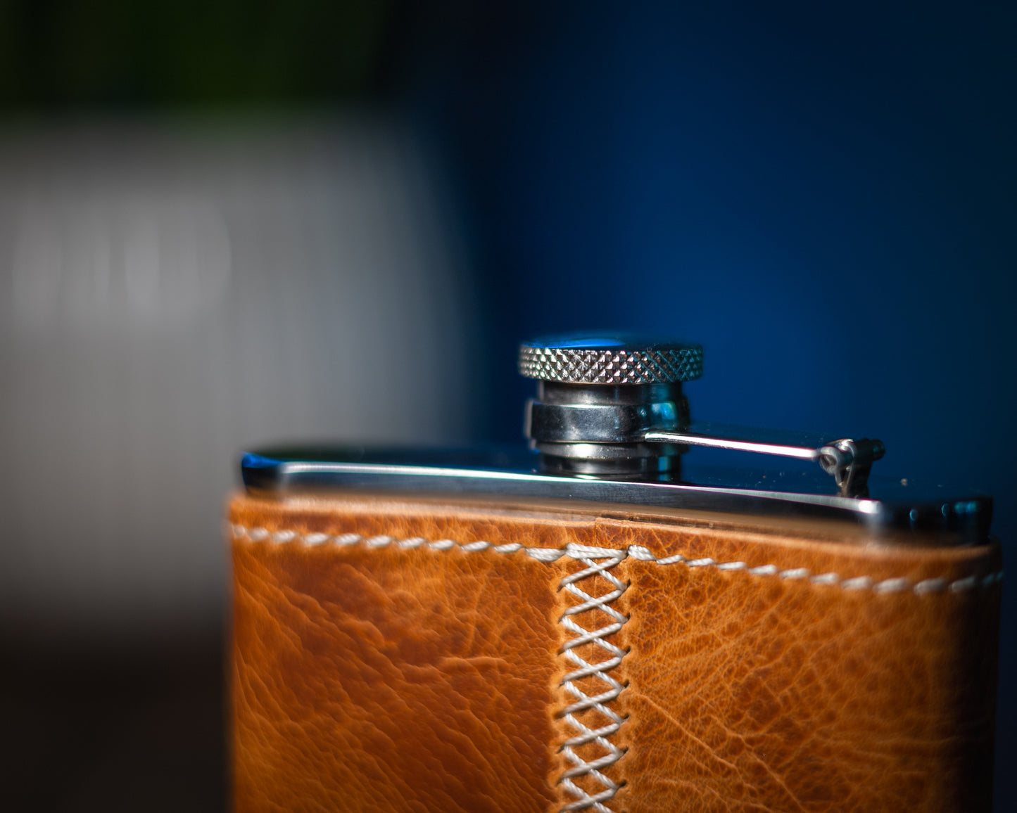 The Quaff Leather Wrapped Flask - Natural Wax