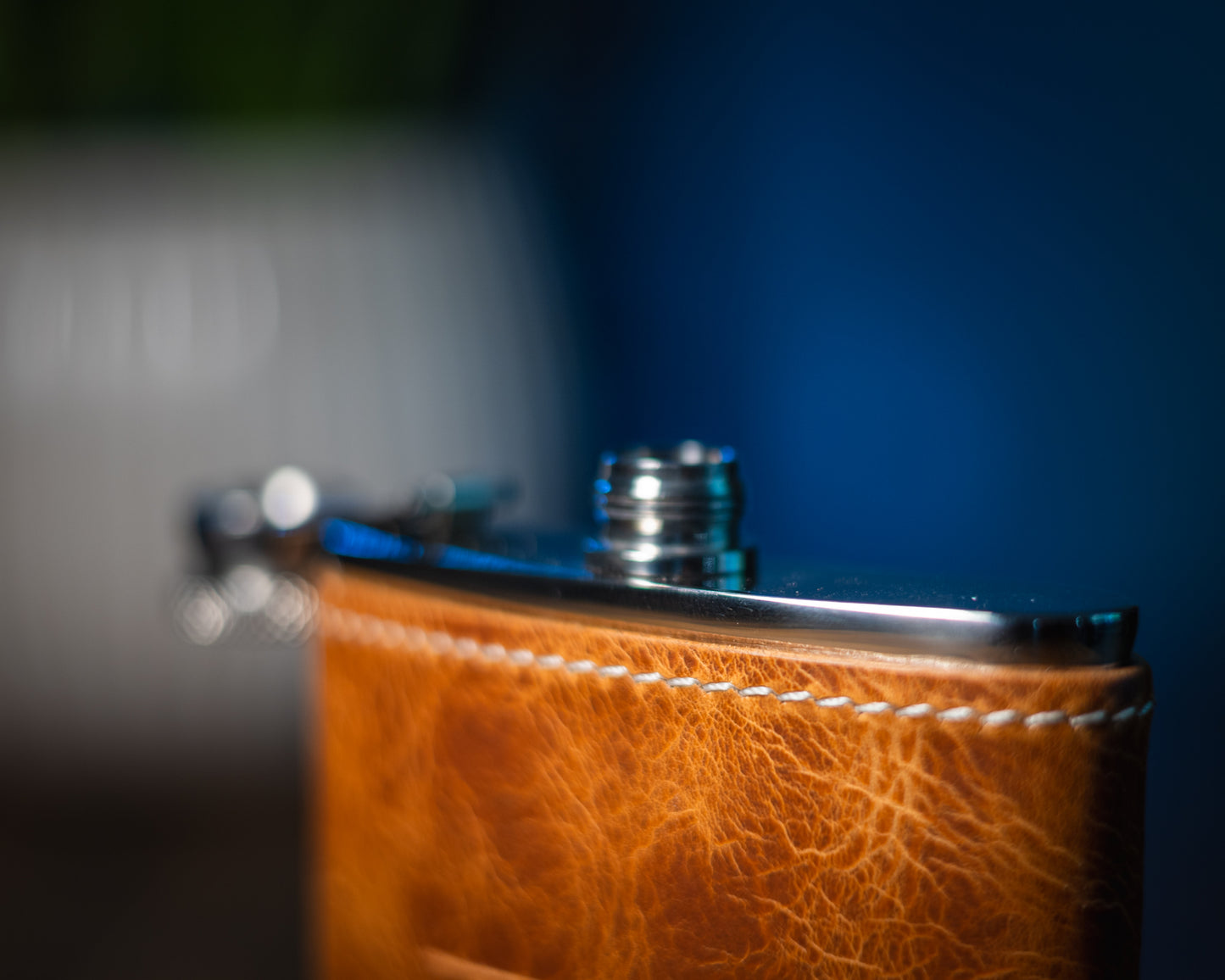 The Quaff Leather Wrapped Flask - Natural Wax