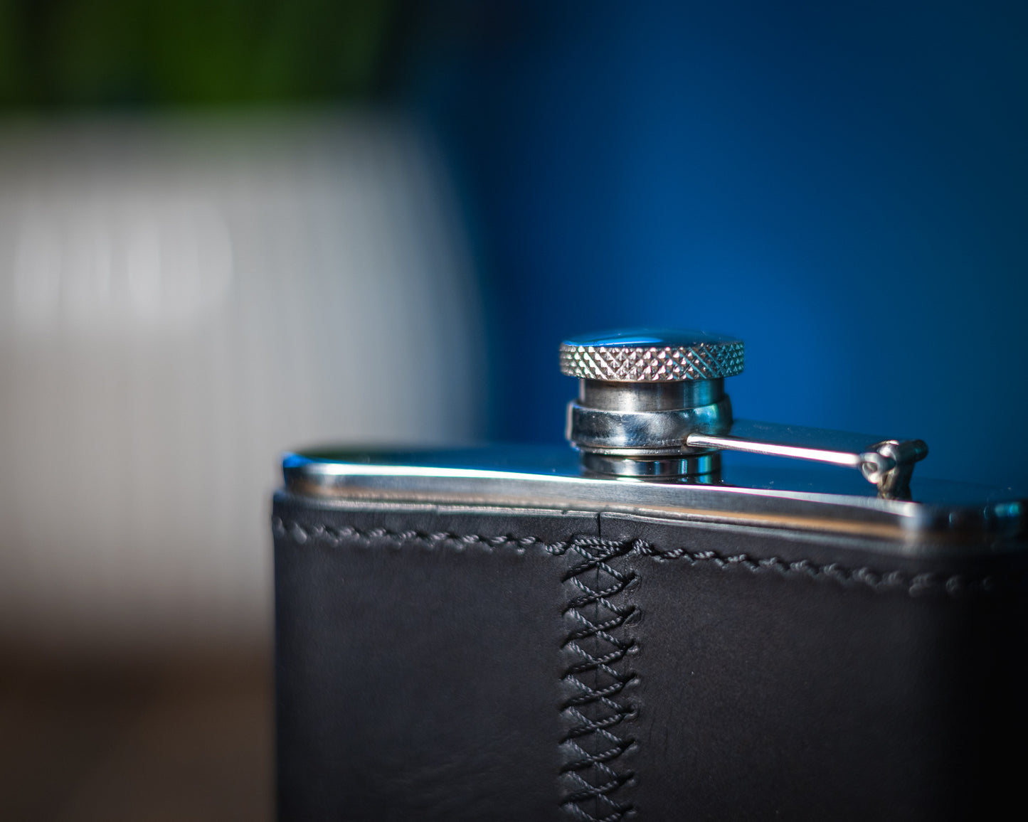 The Quaff Leather Wrapped Flask - Black Wax