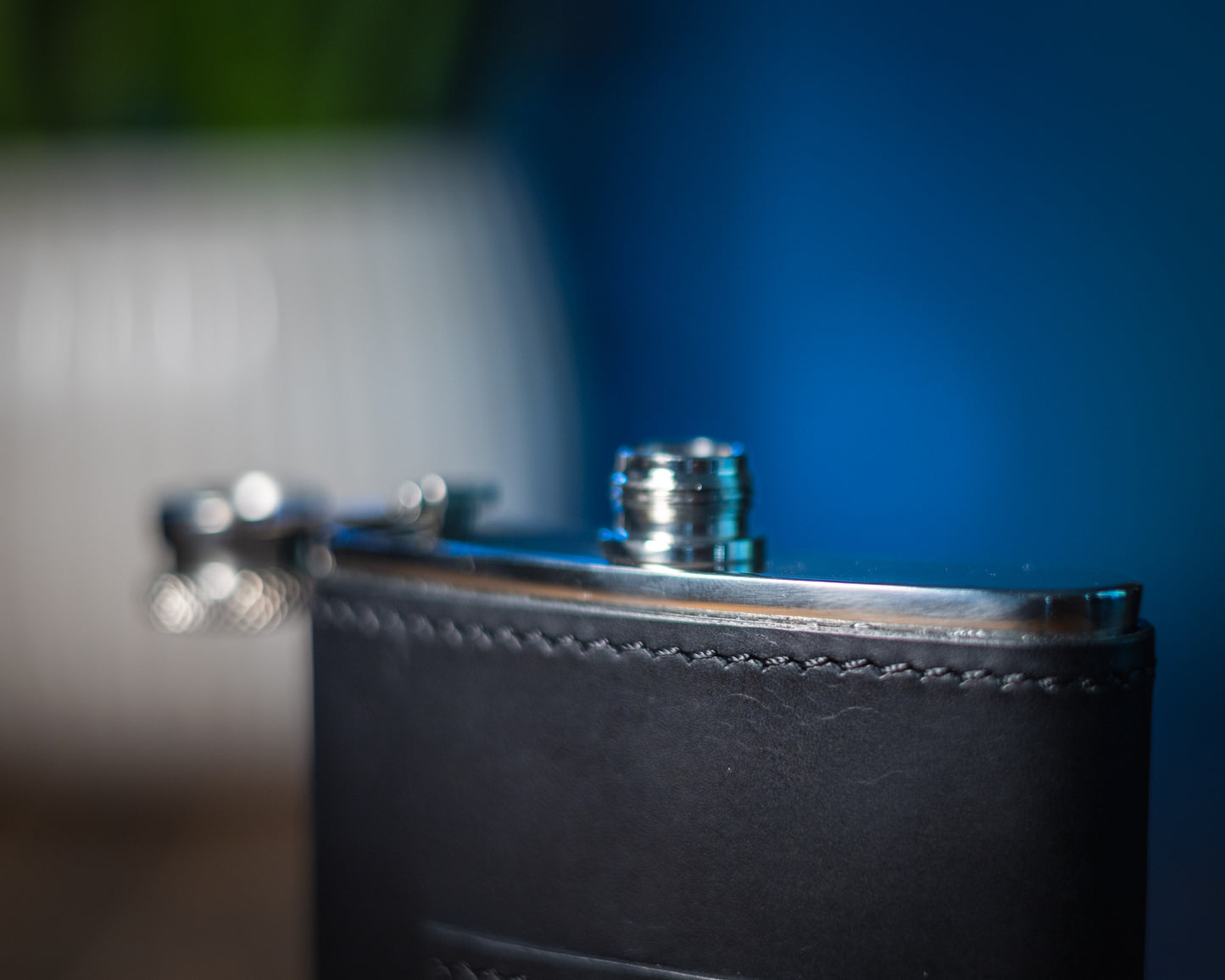 The Quaff Leather Wrapped Flask - Black Wax