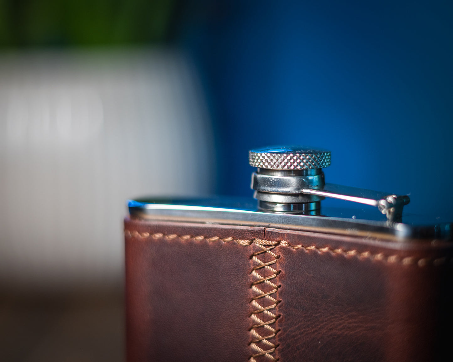 The Quaff Leather Wrapped Flask - Tobacco Wax